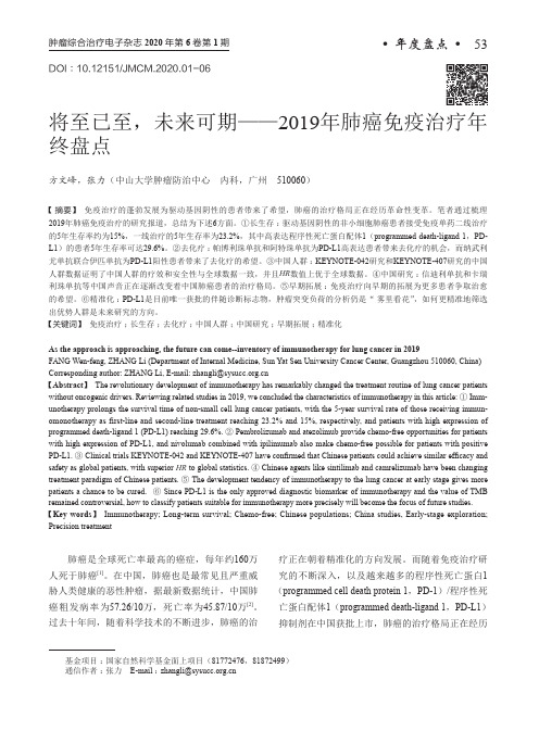 将至已至,未来可期——2019年肺癌免疫治疗年终盘点