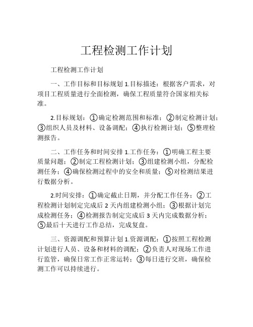 工程检测工作计划