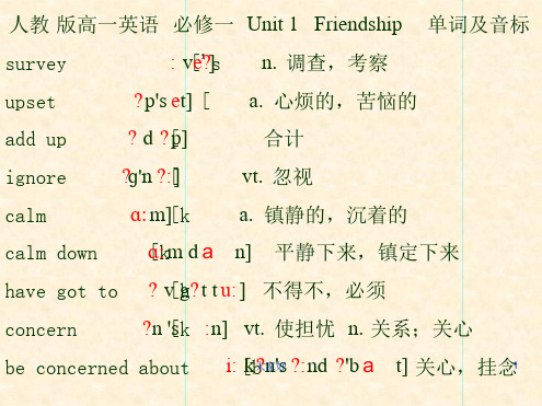 人教版高一英语必修一Unit1Friendship单词有音标