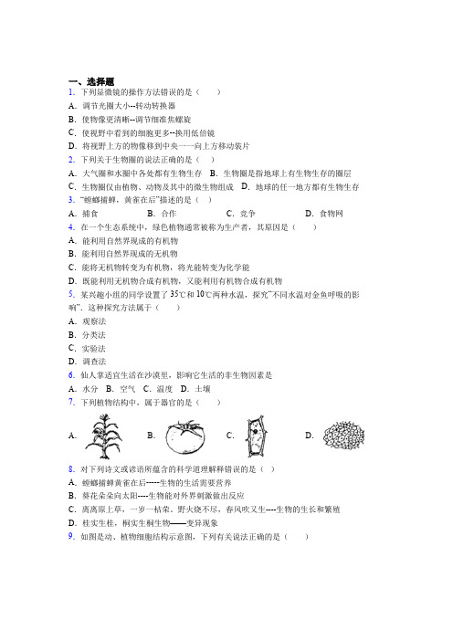 北京市东城区2019年七上生物期末模拟调研试卷之二