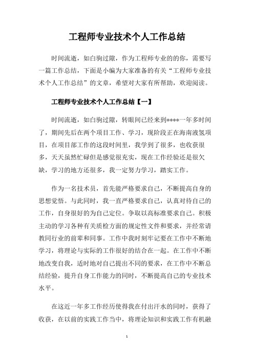 工程师专业技术个人工作总结.doc