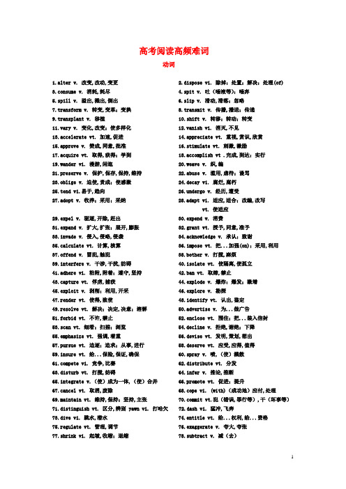 高考阅读高频名词动词doc