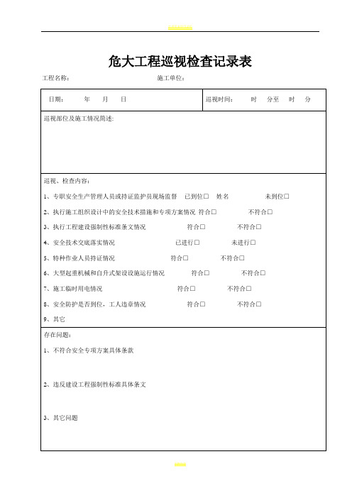 危大工程巡视检查记录表