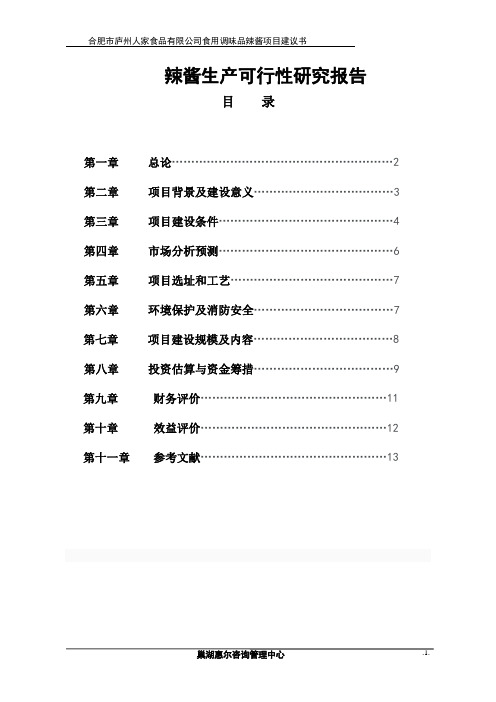 合肥辣酱可行性报告