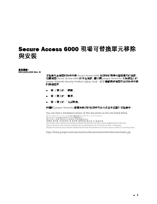 Secure Access 6000 现场可替换单元移除与安装 说明书