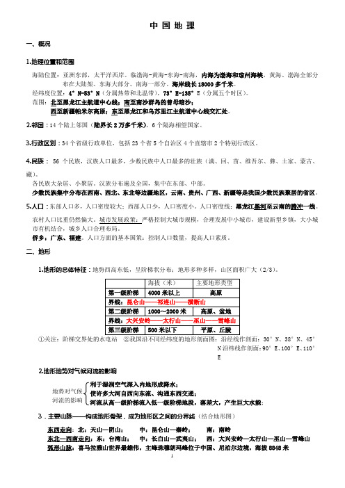 (完整版)中国地理知识点归纳