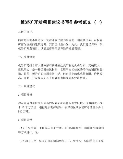 板岩矿开发项目建议书写作参考范文 (一)
