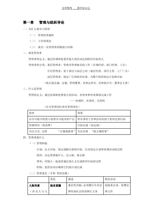 管理学(第九版)知识点归纳