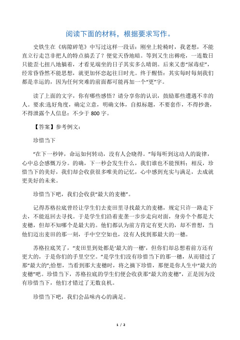 材料作文《珍惜当下》优秀范文