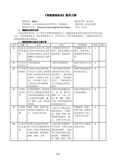 导游基础知识教学大纲.