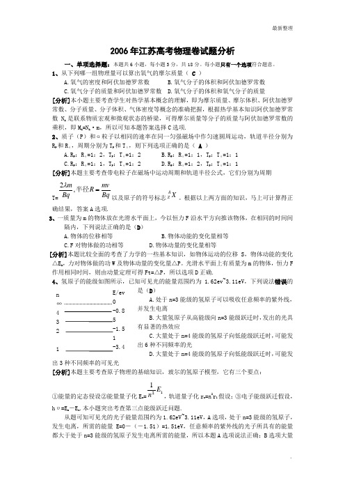 2006年江苏省高考物理试题