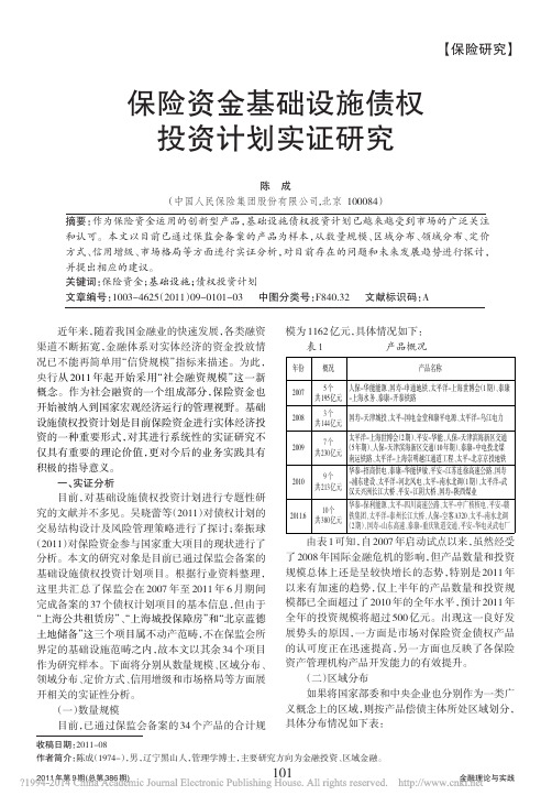 保险资金基础设施债权投资计划实证研究_陈成