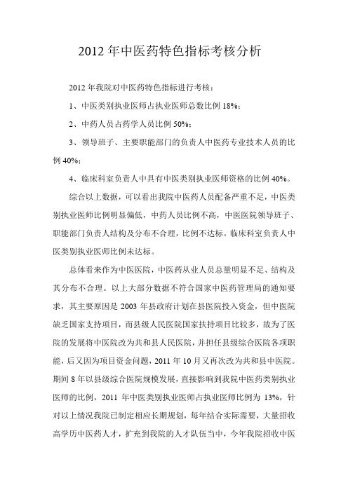 中医药特色指标考核、分析