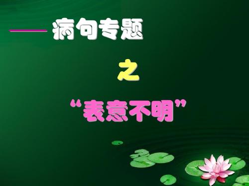 高三语文复习课件病句――表意不明