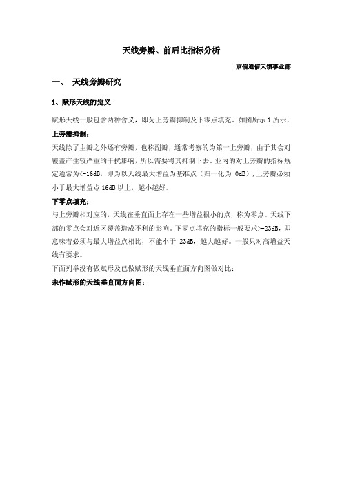 天线旁瓣抑制前后比等指标分析