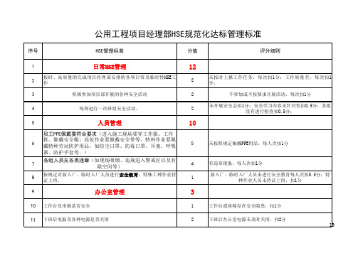 HSE规范化达标标准