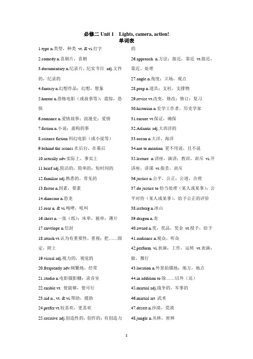 2020新译林版高中英语必修二单词单词表