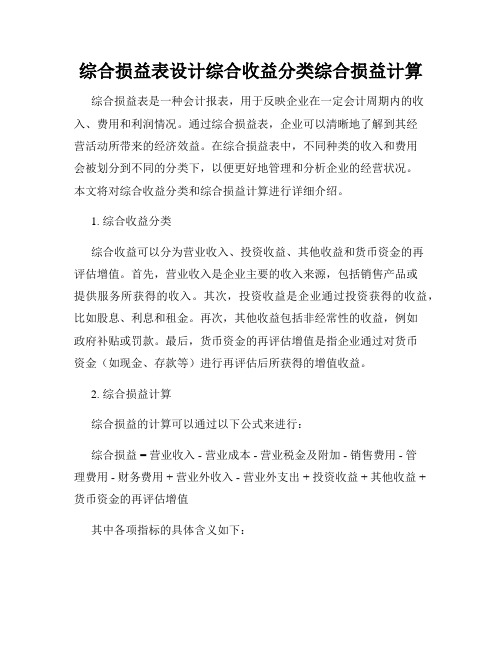 综合损益表设计综合收益分类综合损益计算