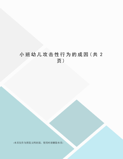 小班幼儿攻击性行为的成因