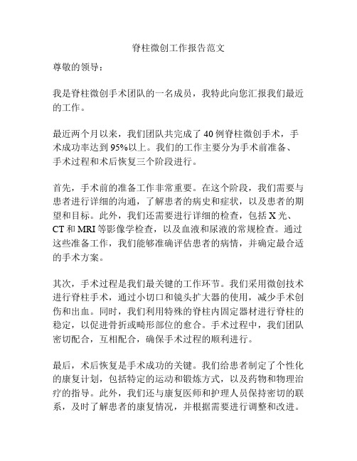 脊柱微创工作报告范文