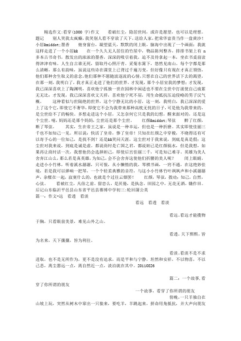 看穿(1000字)作文