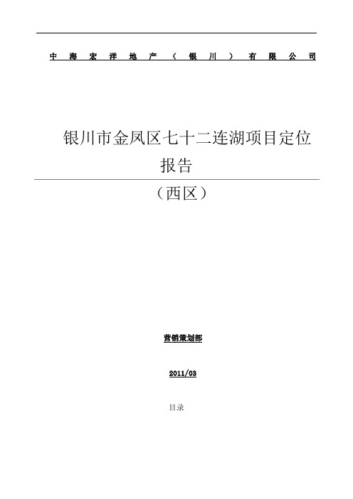 银川市金凤区七十二连湖地块项目定位报告全整理