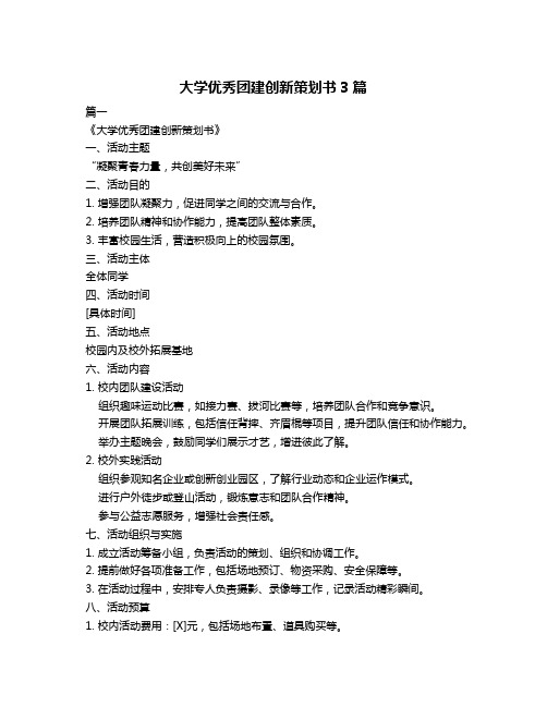 大学优秀团建创新策划书3篇