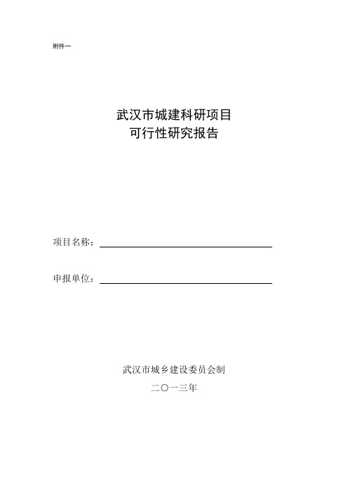 武汉市科技攻关计划项目可行性研究报告