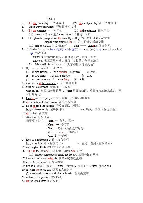上海6年级第一学期英语6A知识点Unit 5整理