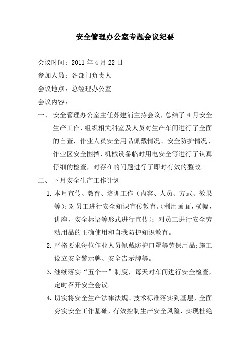 安全会议纪要1