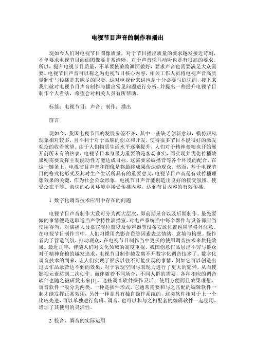 电视节目声音的制作和播出