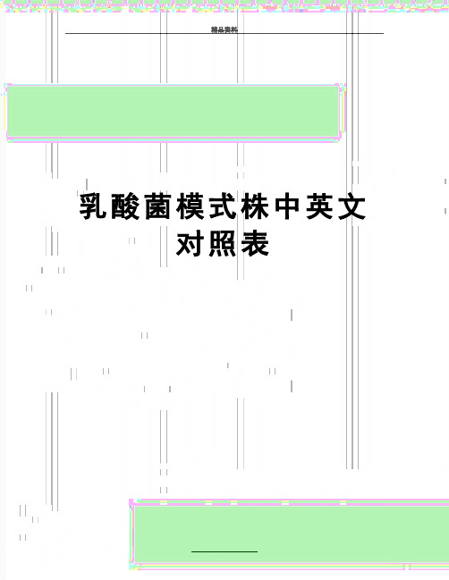 最新乳酸菌模式株中英文对照表