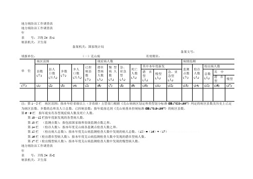地方病防治工作调查表