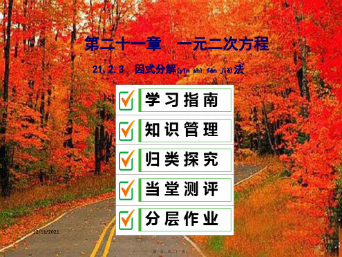 九年级数学上册第二十一章一元二次方程21.2解一元二次方程21.2.3因式分解法_1