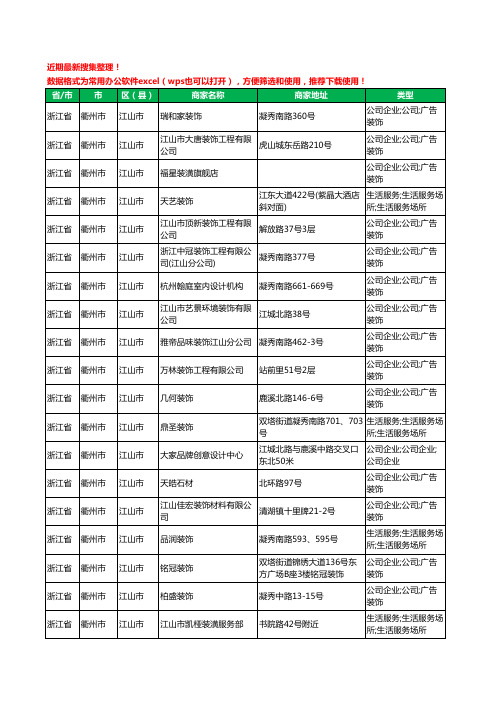 2020新版浙江省衢州市江山市装修公司工商企业公司商家名录名单黄页联系方式电话大全58家