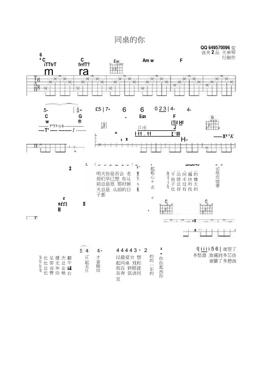 初学吉他频谱《同桌的你》吉他谱-简单版