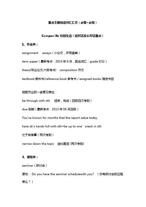 重点主题短语词汇汇总