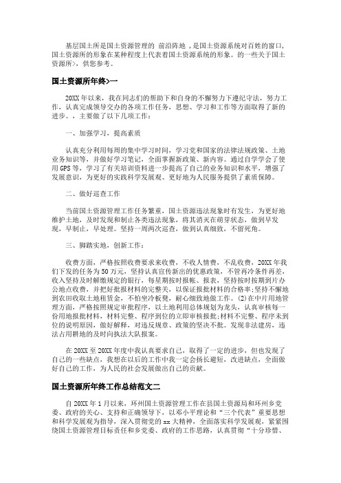国土资源所年终工作总结范文