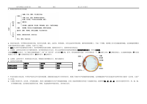 初中生物复习七年级下册知识点总结