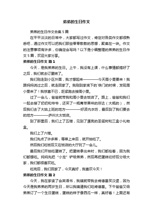 弟弟的生日作文合集5篇