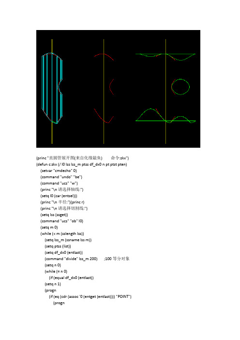 LISP直圆管相贯线展开图