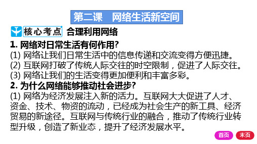 第二课 网络生活新空间 复习课件- 部编版道德与法治八年级上册
