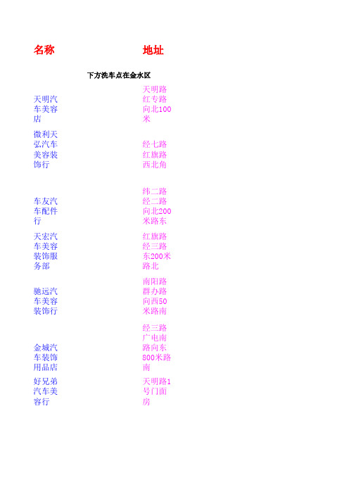 郑州建行信用卡汽车洗车点(2012年更新)