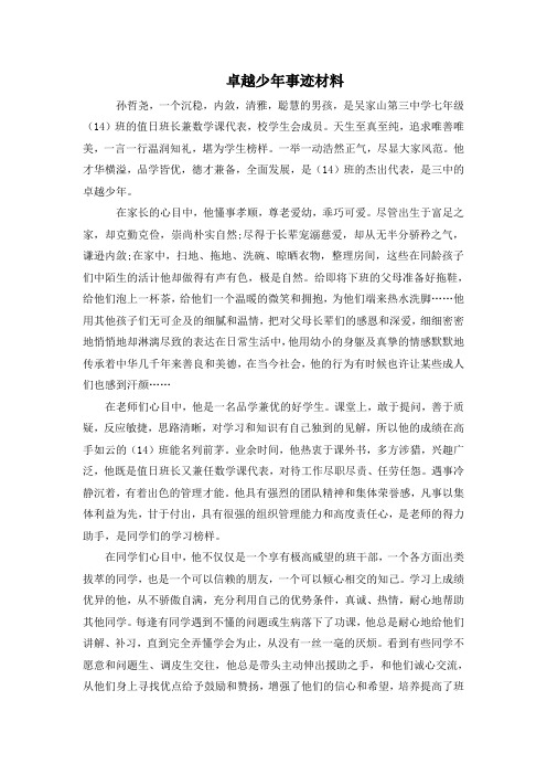 卓越少年事迹材料