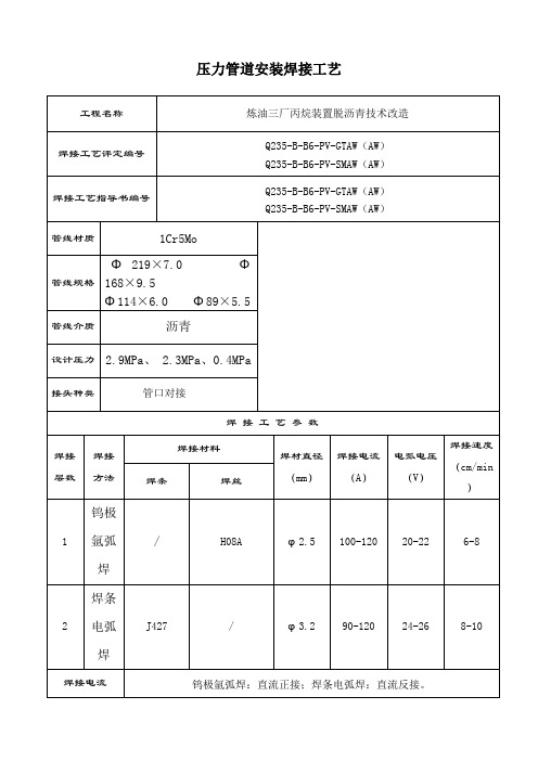 焊接工艺卡(GTAW+SMAW)
