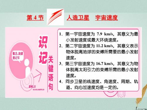 2017-2018学年高中物理 第三章 万有引力定律 第4节 人造卫星 宇宙速度课件 教科版必修2