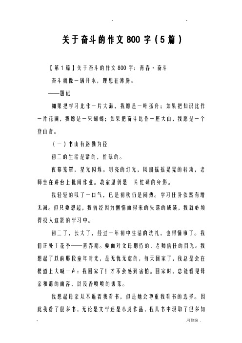 关于奋斗的作文800字5篇