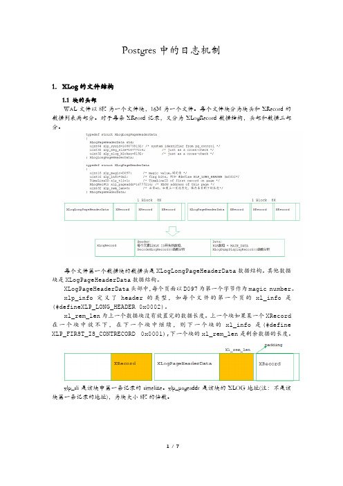 Postgres中的XLOG日志机制