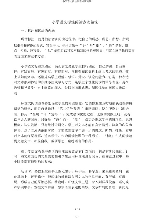 小学语文批注阅读点滴做法 