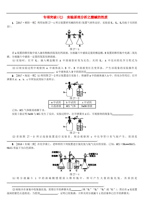 北京市2018年中考化学基础复习专项突破七实验原理分析之酸碱的性质练习
